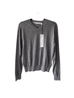 IRO Grey Wool V Neck Long Sleeve Sweater Men Size XS Thin Knit Preppy